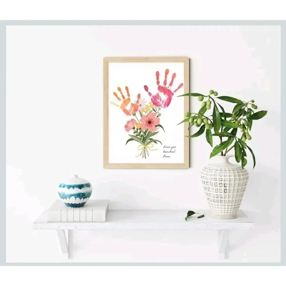 TwoDays Flower Bouquet Handprint Art Craft DIY Kit, Unique Gifts Mom from 16x12